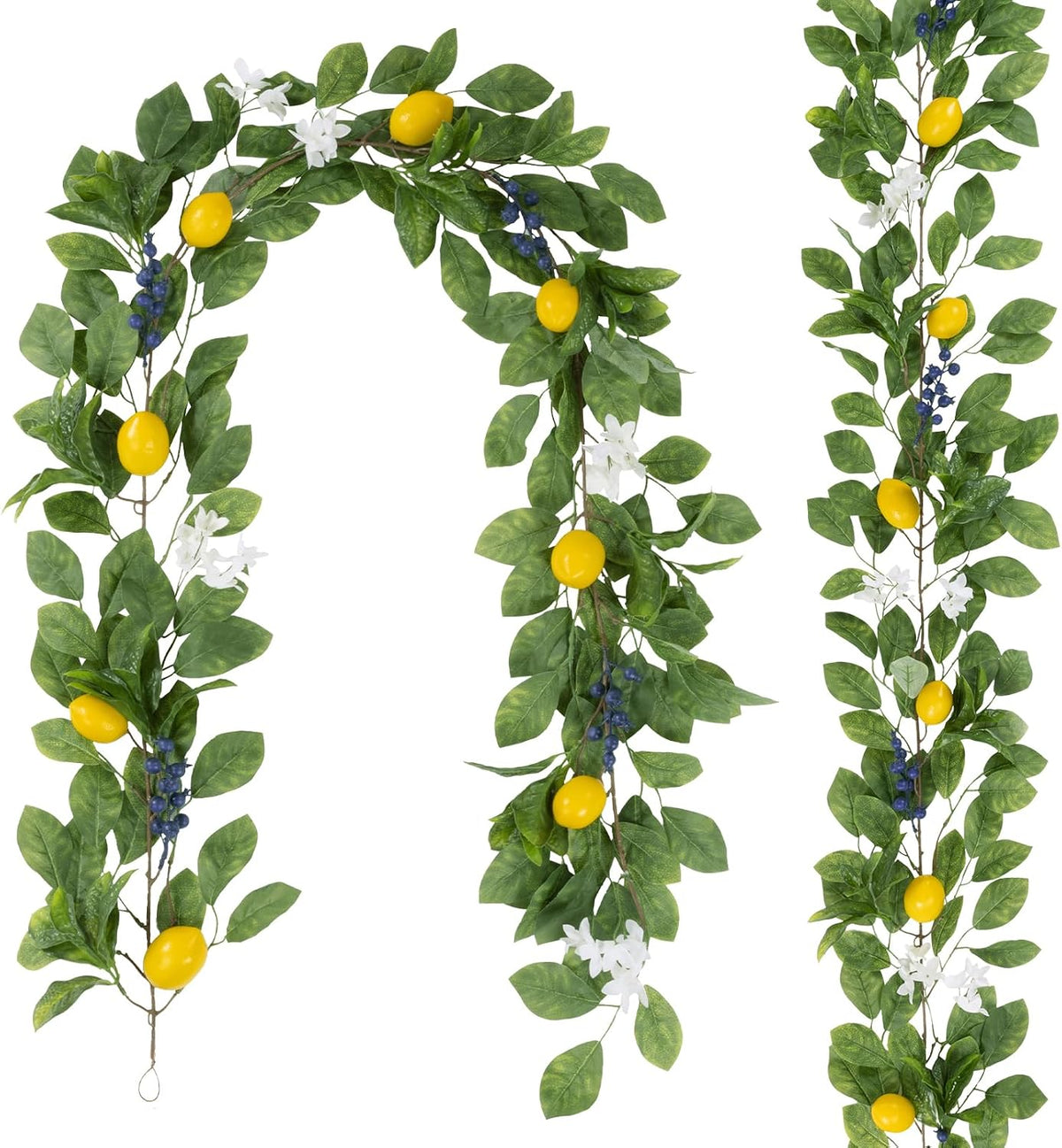 2Pcs Total 11 Ft Artificial Lemon Garland with Greenery