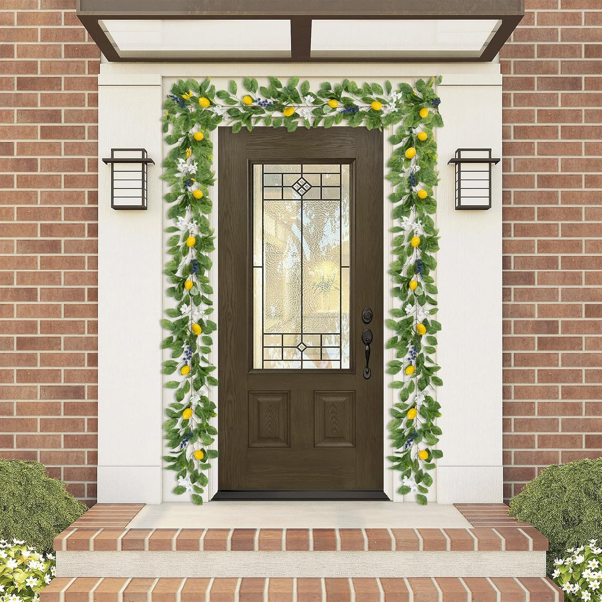 2Pcs Total 11 Ft Artificial Lemon Garland with Greenery