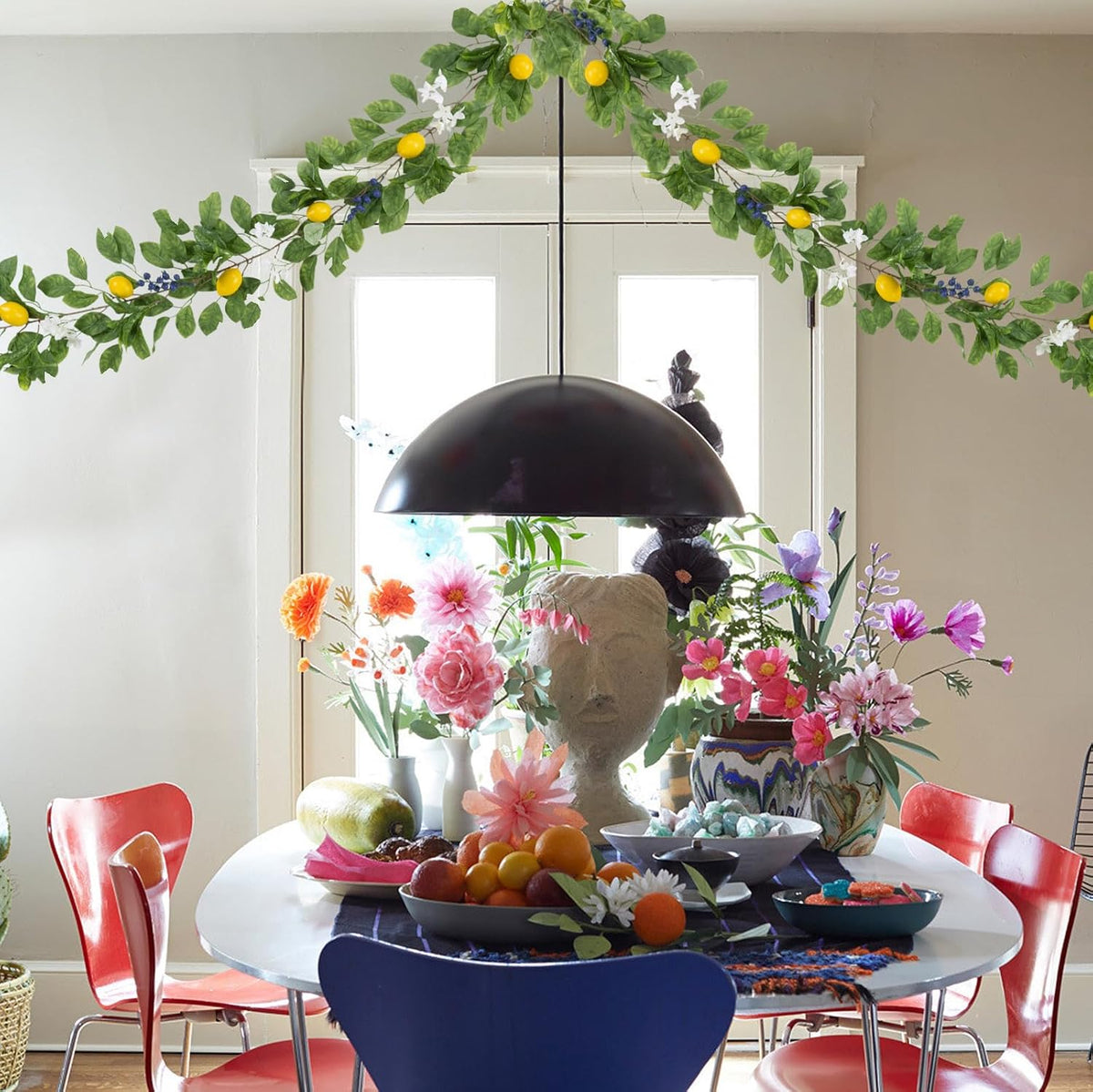 2Pcs Total 11 Ft Artificial Lemon Garland with Greenery