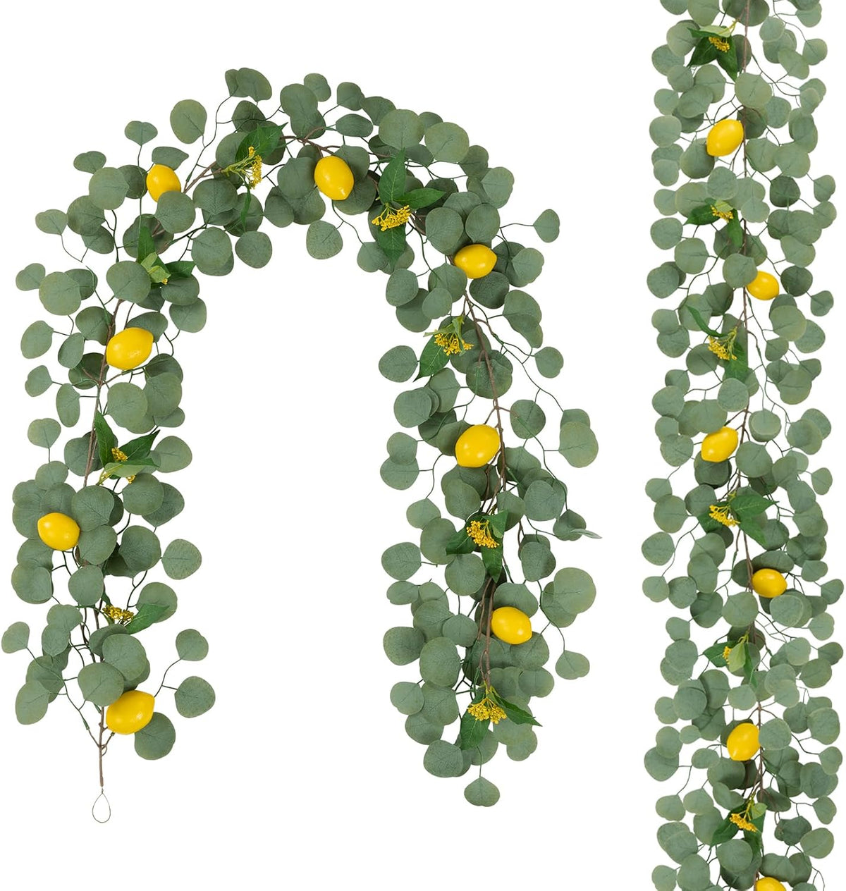 2Pcs Total 11 Ft Artificial Lemon Garland with Greenery