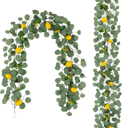 2Pcs Total 11 Ft Artificial Lemon Garland with Greenery