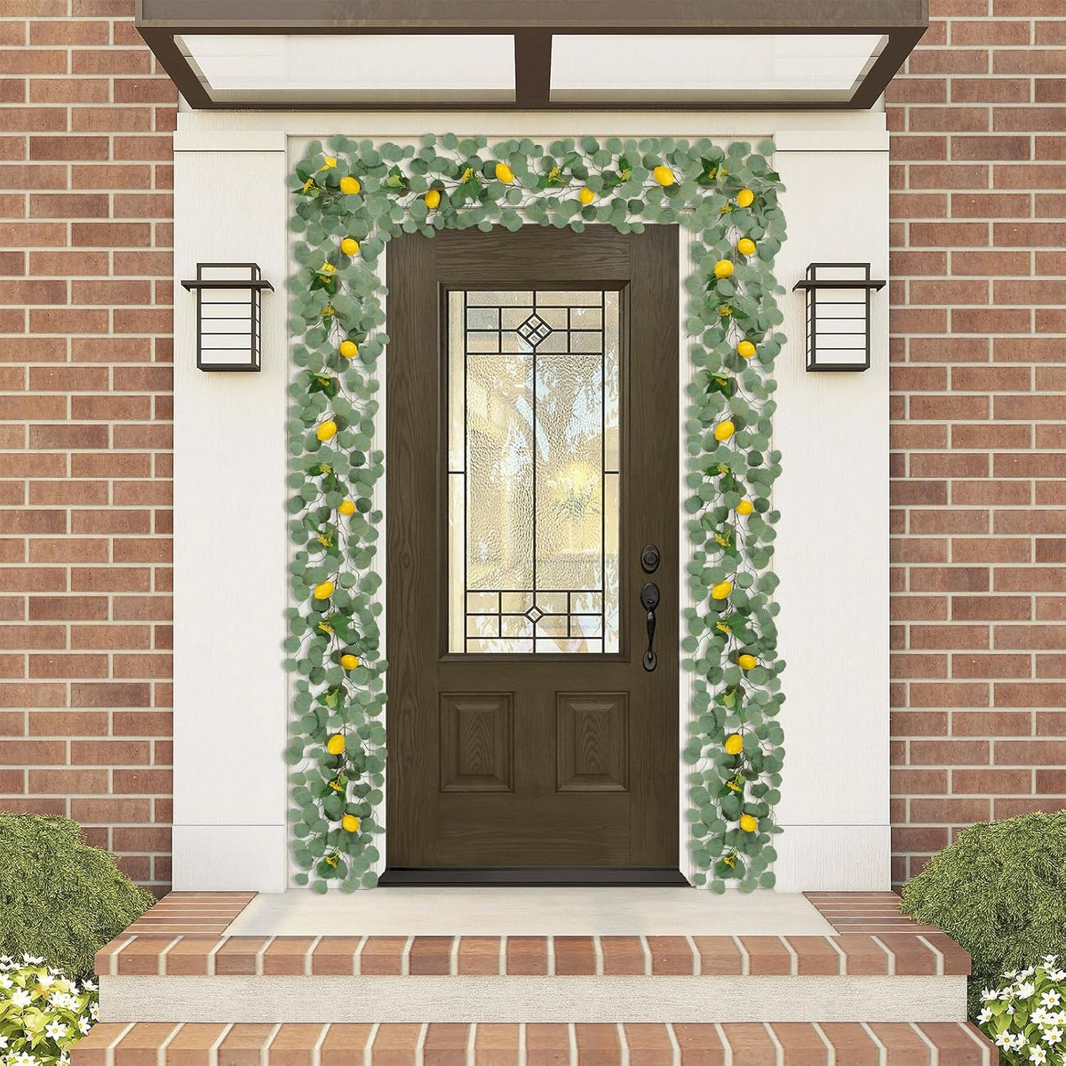 2Pcs Total 11 Ft Artificial Lemon Garland with Greenery