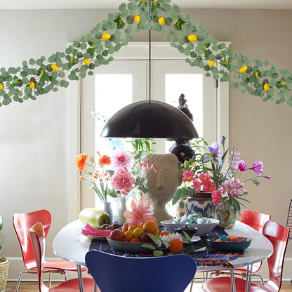 2Pcs Total 11 Ft Artificial Lemon Garland with Greenery