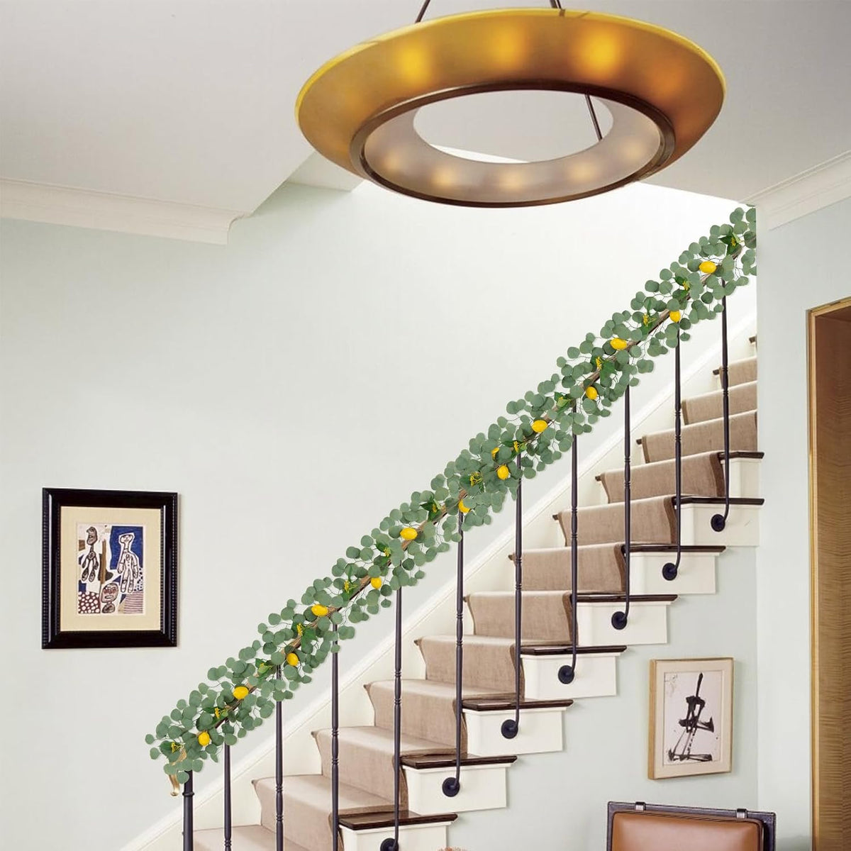2Pcs Total 11 Ft Artificial Lemon Garland with Greenery