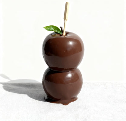 Decorative Candy Apple Props, Realistic White, Red and Brown Chocolate Dipped Apples, Christmas Holiday Theme Kitchen Decor with Wooden Sticks (red)