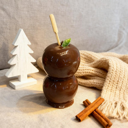 Decorative Candy Apple Props, Realistic White, Red and Brown Chocolate Dipped Apples, Christmas Holiday Theme Kitchen Decor with Wooden Sticks (red)