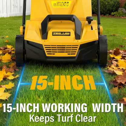 15" Artificial Turf Sweeper, Artificial Turf Vacuum, Keep Yard Tidy | 13 Amp Electric Turf Sweeper, Support 5-Position Depth Adjustment, 45 Liter Leaf Collector, Quick-Fold, for Artificial Grass