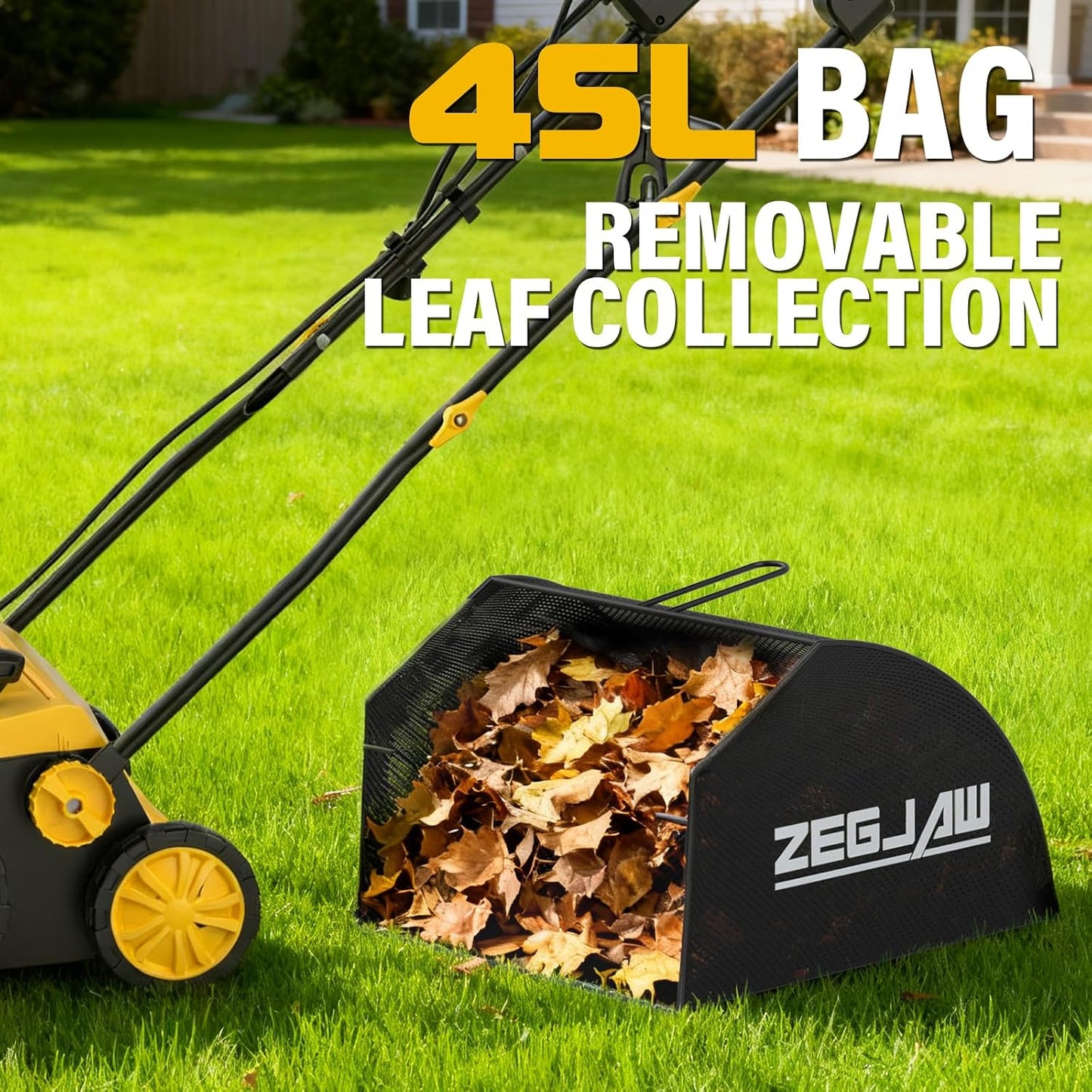 15" Artificial Turf Sweeper, Artificial Turf Vacuum, Keep Yard Tidy | 13 Amp Electric Turf Sweeper, Support 5-Position Depth Adjustment, 45 Liter Leaf Collector, Quick-Fold, for Artificial Grass