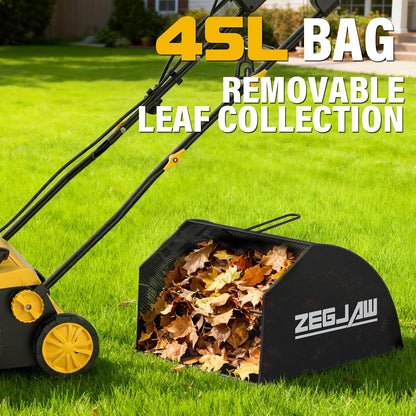 15" Artificial Turf Sweeper, Artificial Turf Vacuum, Keep Yard Tidy | 13 Amp Electric Turf Sweeper, Support 5-Position Depth Adjustment, 45 Liter Leaf Collector, Quick-Fold, for Artificial Grass