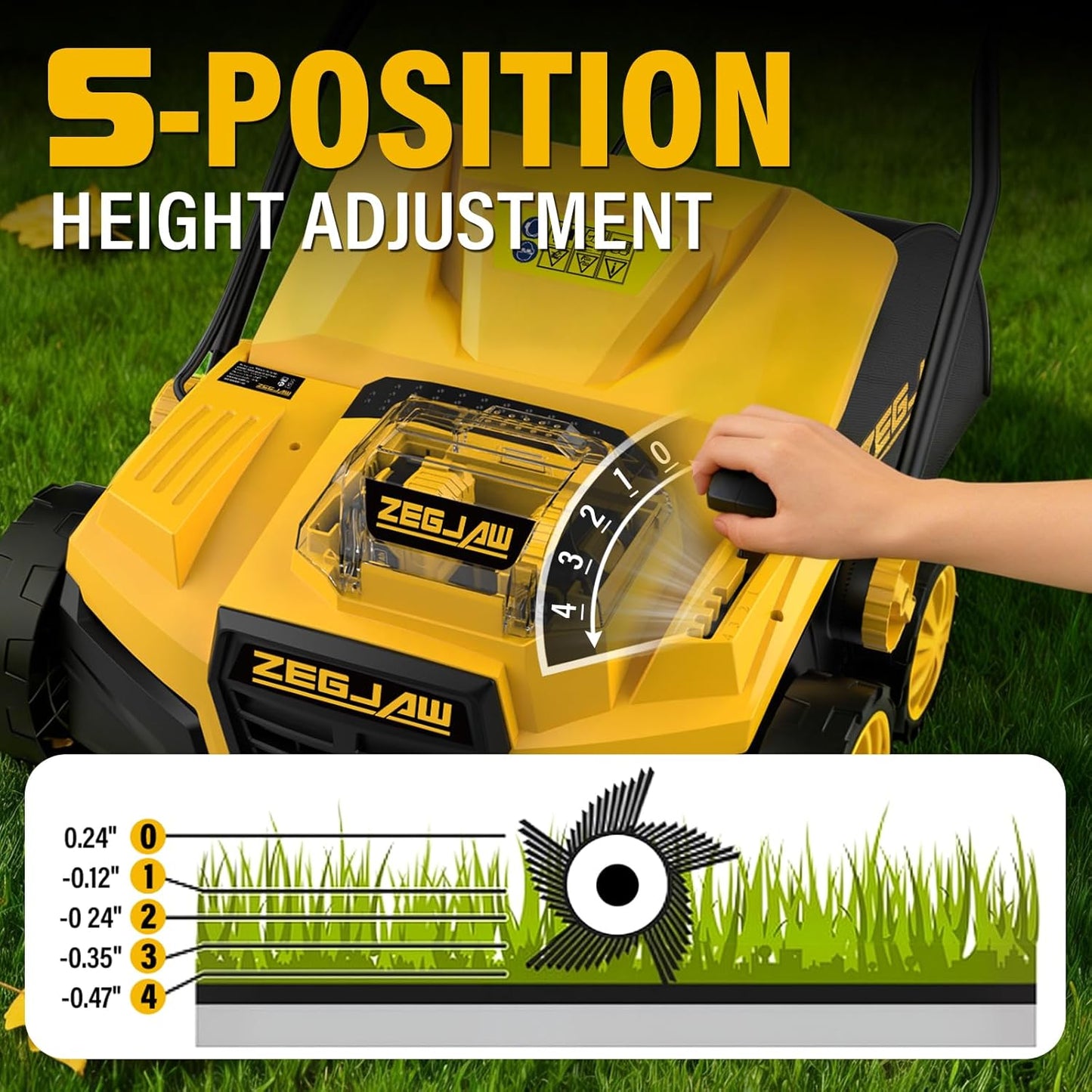 15" Artificial Turf Sweeper, Artificial Turf Vacuum, Keep Yard Tidy | 13 Amp Electric Turf Sweeper, Support 5-Position Depth Adjustment, 45 Liter Leaf Collector, Quick-Fold, for Artificial Grass