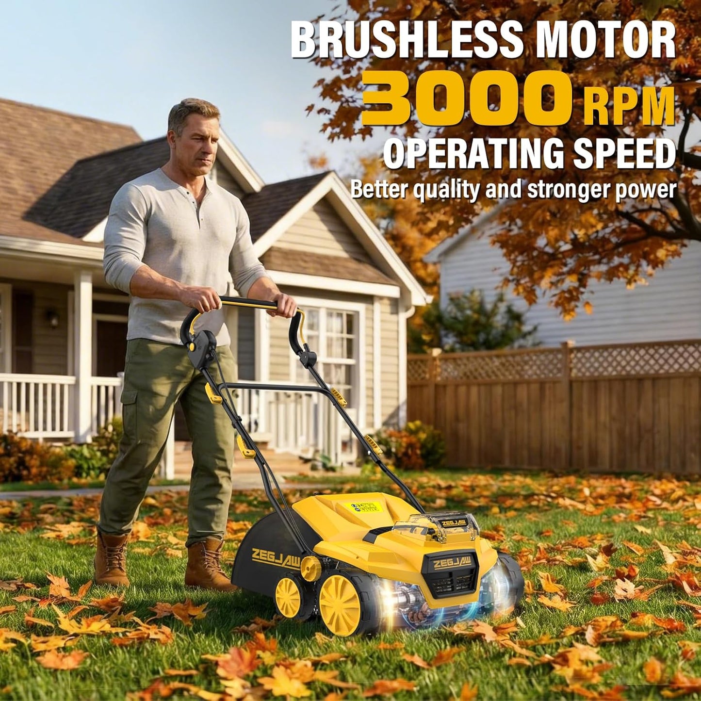 15" Artificial Turf Sweeper, Artificial Turf Vacuum, Keep Yard Tidy | 13 Amp Electric Turf Sweeper, Support 5-Position Depth Adjustment, 45 Liter Leaf Collector, Quick-Fold, for Artificial Grass
