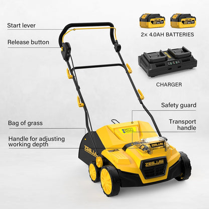15" Artificial Turf Sweeper, Artificial Turf Vacuum, Keep Yard Tidy | 13 Amp Electric Turf Sweeper, Support 5-Position Depth Adjustment, 45 Liter Leaf Collector, Quick-Fold, for Artificial Grass