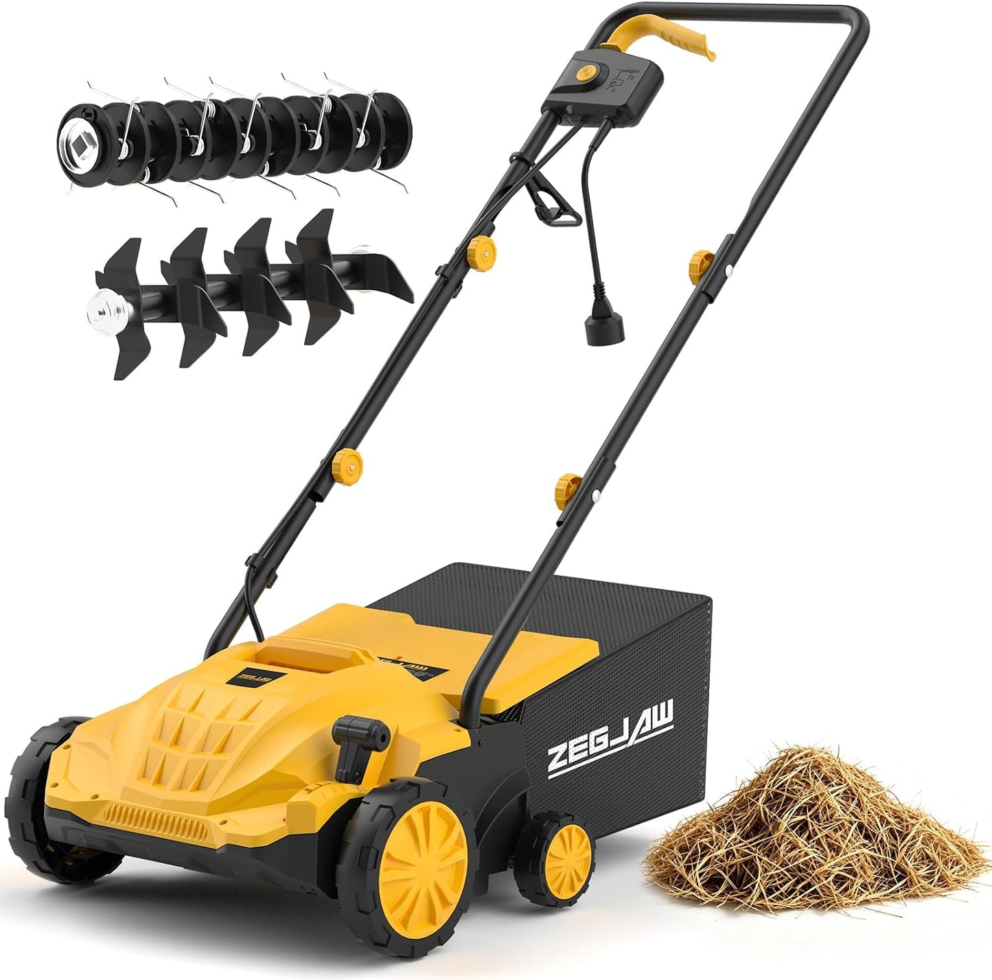 15" Artificial Turf Sweeper, Artificial Turf Vacuum, Keep Yard Tidy | 13 Amp Electric Turf Sweeper, Support 5-Position Depth Adjustment, 45 Liter Leaf Collector, Quick-Fold, for Artificial Grass