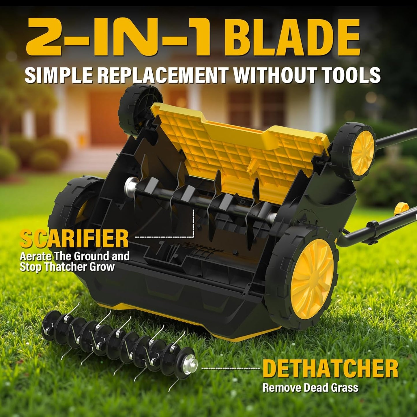 15" Artificial Turf Sweeper, Artificial Turf Vacuum, Keep Yard Tidy | 13 Amp Electric Turf Sweeper, Support 5-Position Depth Adjustment, 45 Liter Leaf Collector, Quick-Fold, for Artificial Grass