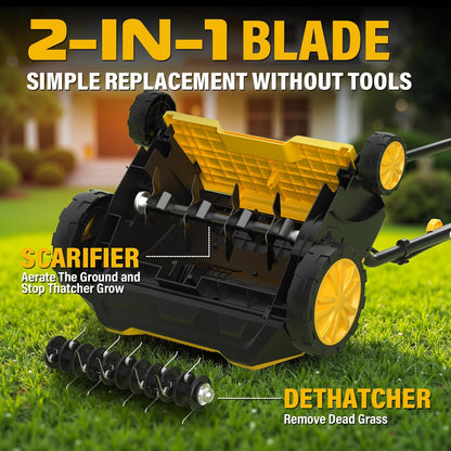 15" Artificial Turf Sweeper, Artificial Turf Vacuum, Keep Yard Tidy | 13 Amp Electric Turf Sweeper, Support 5-Position Depth Adjustment, 45 Liter Leaf Collector, Quick-Fold, for Artificial Grass