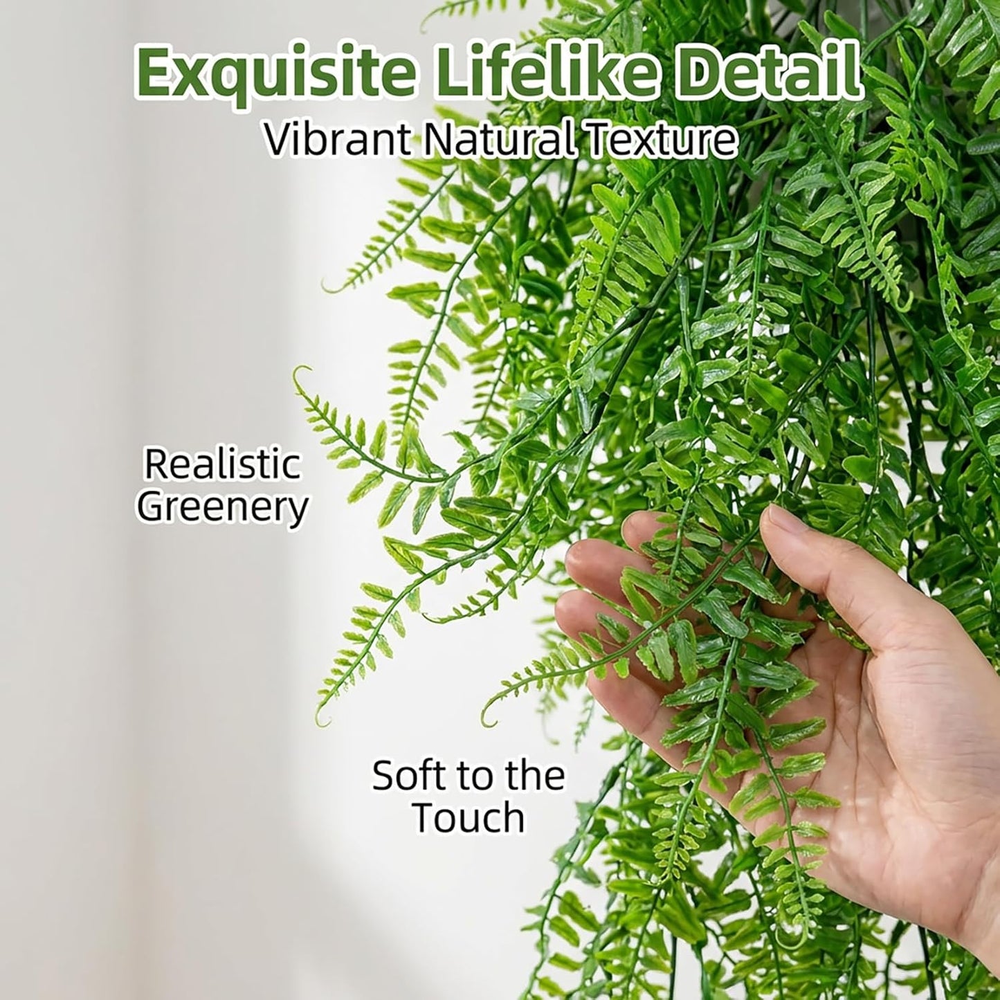 2PCS Fake Hanging Plants - Artificial Reptile Habitat Vines | UV Resistant Artificial Boston Ferns for Bearded, Dragon, Snake. Geckos, Hermit Crab, Lizard, Chameleon, 31.5 Inch