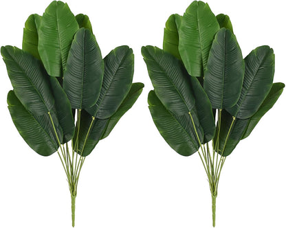 Artificial Banana Trees 2 Pcs 26" Fake Banana Leaves