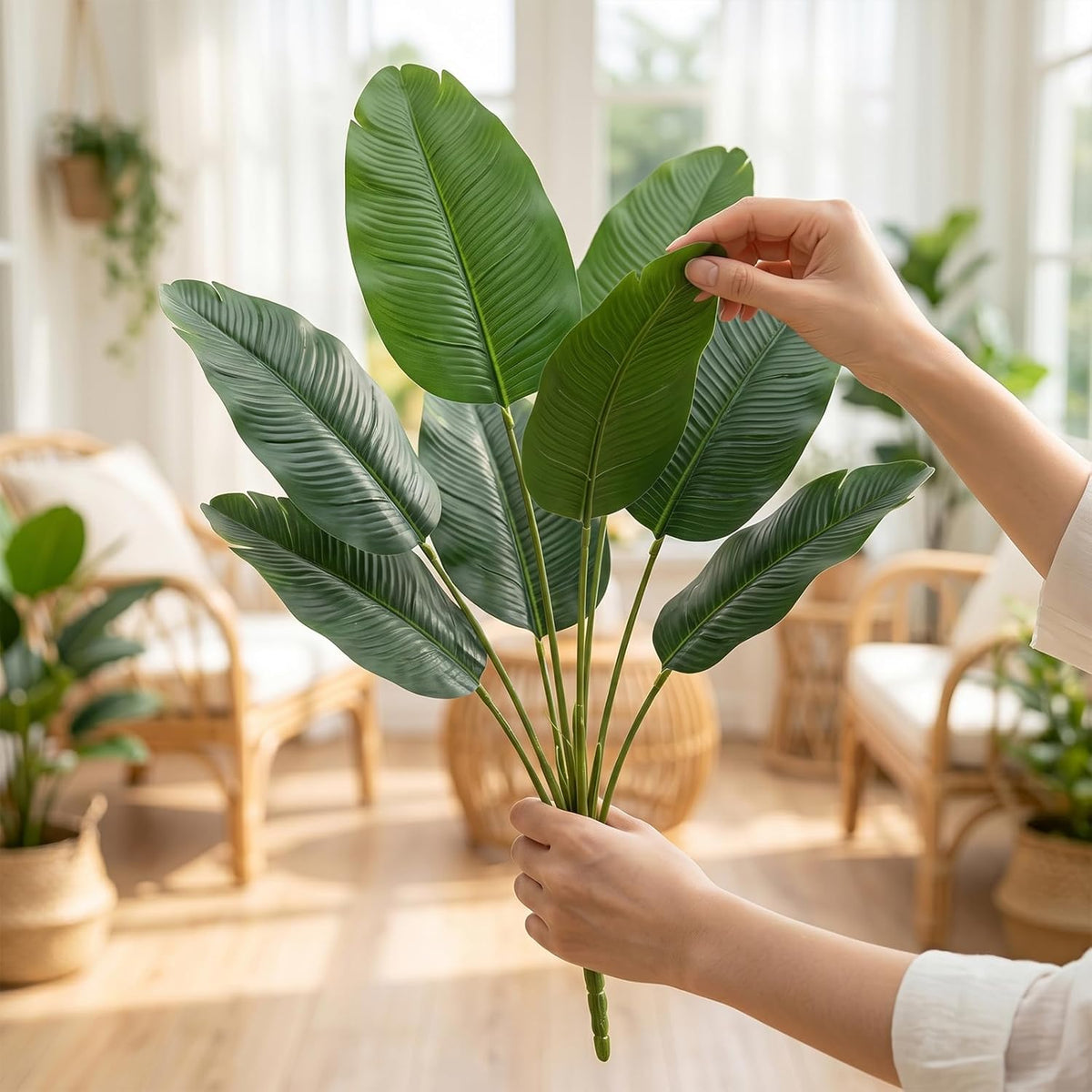 Artificial Banana Trees 2 Pcs 26" Fake Banana Leaves