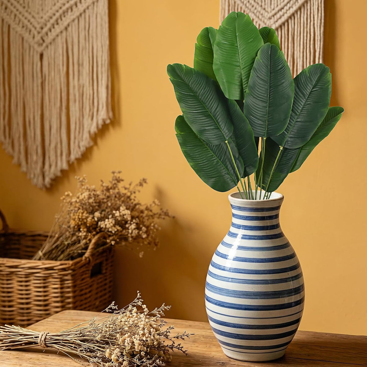 Artificial Banana Trees 2 Pcs 26" Fake Banana Leaves