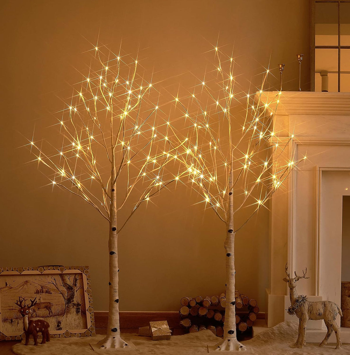 Lighted White Birch Tree 6FT, Twig Tree with Lights Plug in for Christmas Wedding Party Easter Decorations Indoor Outdoor Use