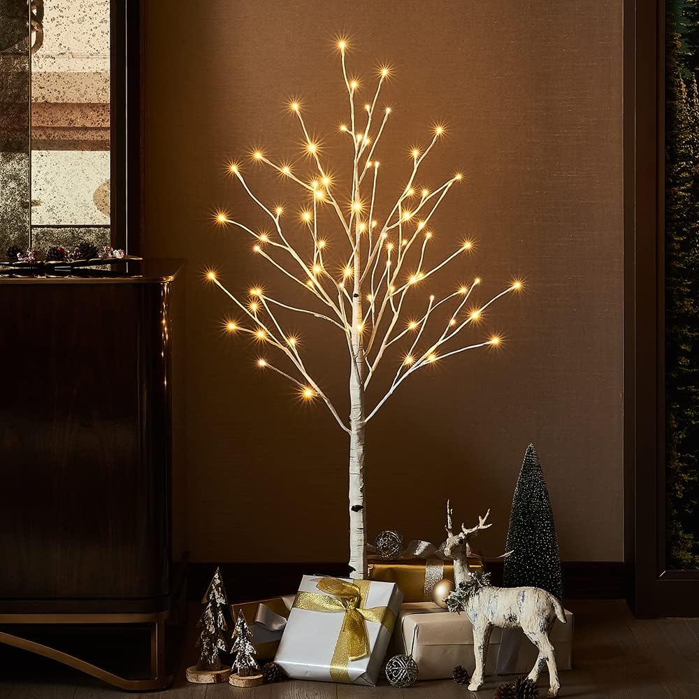 Lighted White Birch Tree 6FT, Twig Tree with Lights Plug in for Christmas Wedding Party Easter Decorations Indoor Outdoor Use