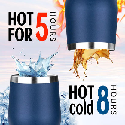 12oz/1Pack Stainless Steel Wine Tumbler with Lids, Double Wall Vacuum Stainless Steel Travel Tumbler,Insulated Wine GlassesTravel Tumbler for Cold & Hot Drinks,Cup for Champaign Coffee (Lemon yellow)