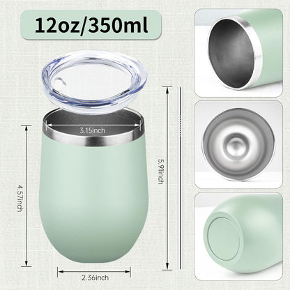 12oz/1Pack Stainless Steel Wine Tumbler with Lids, Double Wall Vacuum Stainless Steel Travel Tumbler,Insulated Wine GlassesTravel Tumbler for Cold & Hot Drinks,Cup for Champaign Coffee (Lemon yellow)