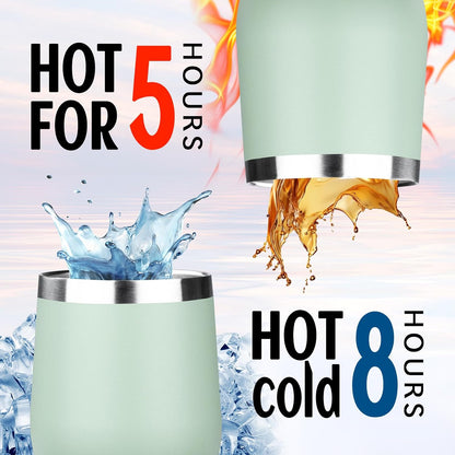 12oz/1Pack Stainless Steel Wine Tumbler with Lids, Double Wall Vacuum Stainless Steel Travel Tumbler,Insulated Wine GlassesTravel Tumbler for Cold & Hot Drinks,Cup for Champaign Coffee (Lemon yellow)