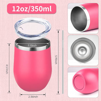 12oz/1Pack Stainless Steel Wine Tumbler with Lids, Double Wall Vacuum Stainless Steel Travel Tumbler,Insulated Wine GlassesTravel Tumbler for Cold & Hot Drinks,Cup for Champaign Coffee (Lemon yellow)