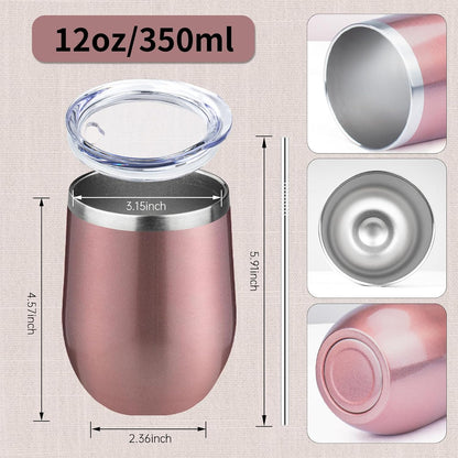 12oz/1Pack Stainless Steel Wine Tumbler with Lids, Double Wall Vacuum Stainless Steel Travel Tumbler,Insulated Wine GlassesTravel Tumbler for Cold & Hot Drinks,Cup for Champaign Coffee (Lemon yellow)
