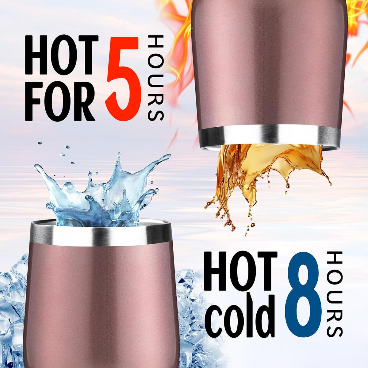 12oz/1Pack Stainless Steel Wine Tumbler with Lids, Double Wall Vacuum Stainless Steel Travel Tumbler,Insulated Wine GlassesTravel Tumbler for Cold & Hot Drinks,Cup for Champaign Coffee (Lemon yellow)