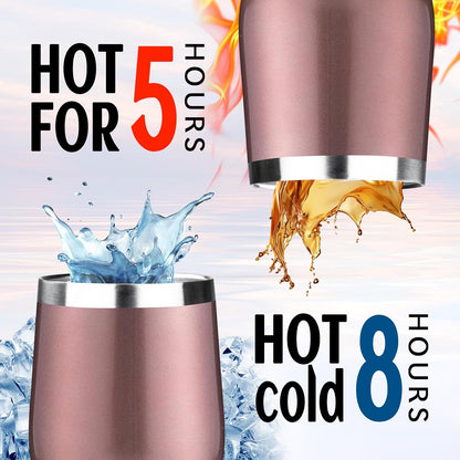 12oz/1Pack Stainless Steel Wine Tumbler with Lids, Double Wall Vacuum Stainless Steel Travel Tumbler,Insulated Wine GlassesTravel Tumbler for Cold & Hot Drinks,Cup for Champaign Coffee (Lemon yellow)