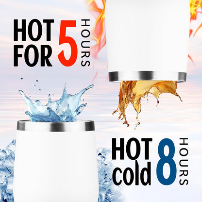 12oz/1Pack Stainless Steel Wine Tumbler with Lids, Double Wall Vacuum Stainless Steel Travel Tumbler,Insulated Wine GlassesTravel Tumbler for Cold & Hot Drinks,Cup for Champaign Coffee (Lemon yellow)