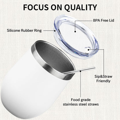 12oz/1Pack Stainless Steel Wine Tumbler with Lids, Double Wall Vacuum Stainless Steel Travel Tumbler,Insulated Wine GlassesTravel Tumbler for Cold & Hot Drinks,Cup for Champaign Coffee (Lemon yellow)