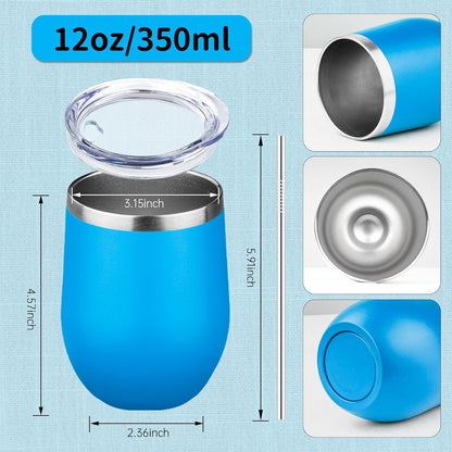 12oz/1Pack Stainless Steel Wine Tumbler with Lids, Double Wall Vacuum Stainless Steel Travel Tumbler,Insulated Wine GlassesTravel Tumbler for Cold & Hot Drinks,Cup for Champaign Coffee (Lemon yellow)