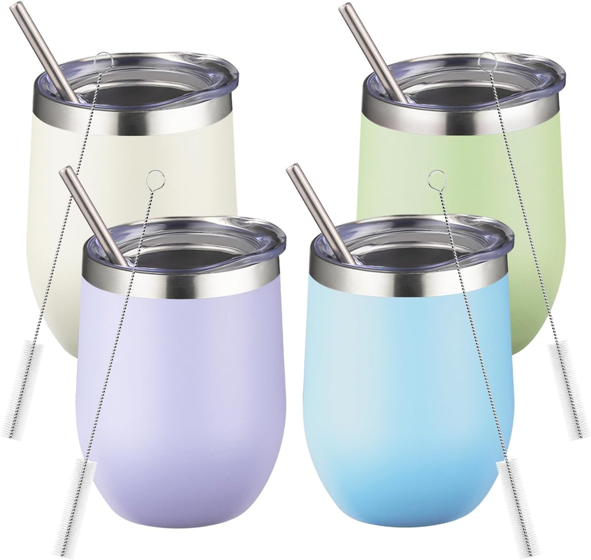 12oz/1Pack Stainless Steel Wine Tumbler with Lids, Double Wall Vacuum Stainless Steel Travel Tumbler,Insulated Wine GlassesTravel Tumbler for Cold & Hot Drinks,Cup for Champaign Coffee (Lemon yellow)