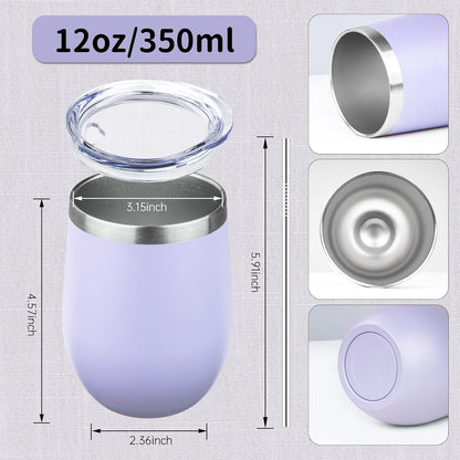 12oz/1Pack Stainless Steel Wine Tumbler with Lids, Double Wall Vacuum Stainless Steel Travel Tumbler,Insulated Wine GlassesTravel Tumbler for Cold & Hot Drinks,Cup for Champaign Coffee (Lemon yellow)