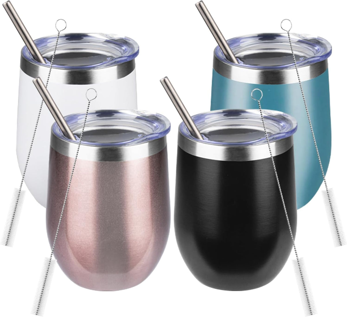 12oz/1Pack Stainless Steel Wine Tumbler with Lids, Double Wall Vacuum Stainless Steel Travel Tumbler,Insulated Wine GlassesTravel Tumbler for Cold & Hot Drinks,Cup for Champaign Coffee (Lemon yellow)