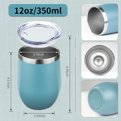 12oz/1Pack Stainless Steel Wine Tumbler with Lids, Double Wall Vacuum Stainless Steel Travel Tumbler,Insulated Wine GlassesTravel Tumbler for Cold & Hot Drinks,Cup for Champaign Coffee (Lemon yellow)