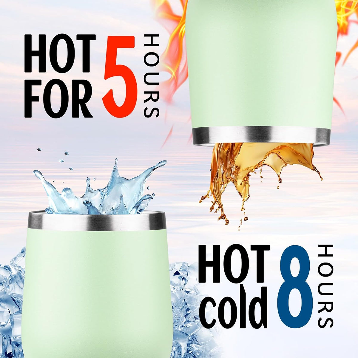 12oz/1Pack Stainless Steel Wine Tumbler with Lids, Double Wall Vacuum Stainless Steel Travel Tumbler,Insulated Wine GlassesTravel Tumbler for Cold & Hot Drinks,Cup for Champaign Coffee (Lemon yellow)