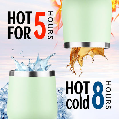 12oz/1Pack Stainless Steel Wine Tumbler with Lids, Double Wall Vacuum Stainless Steel Travel Tumbler,Insulated Wine GlassesTravel Tumbler for Cold & Hot Drinks,Cup for Champaign Coffee (Lemon yellow)