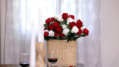 Rowfad 60 Pcs Artificial Roses Bulk, Fake Velvet Silk Flowers, White