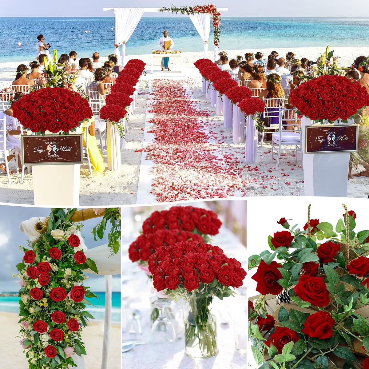 Rowfad 60 Pcs Artificial Roses Bulk, Fake Velvet Silk Flowers, White