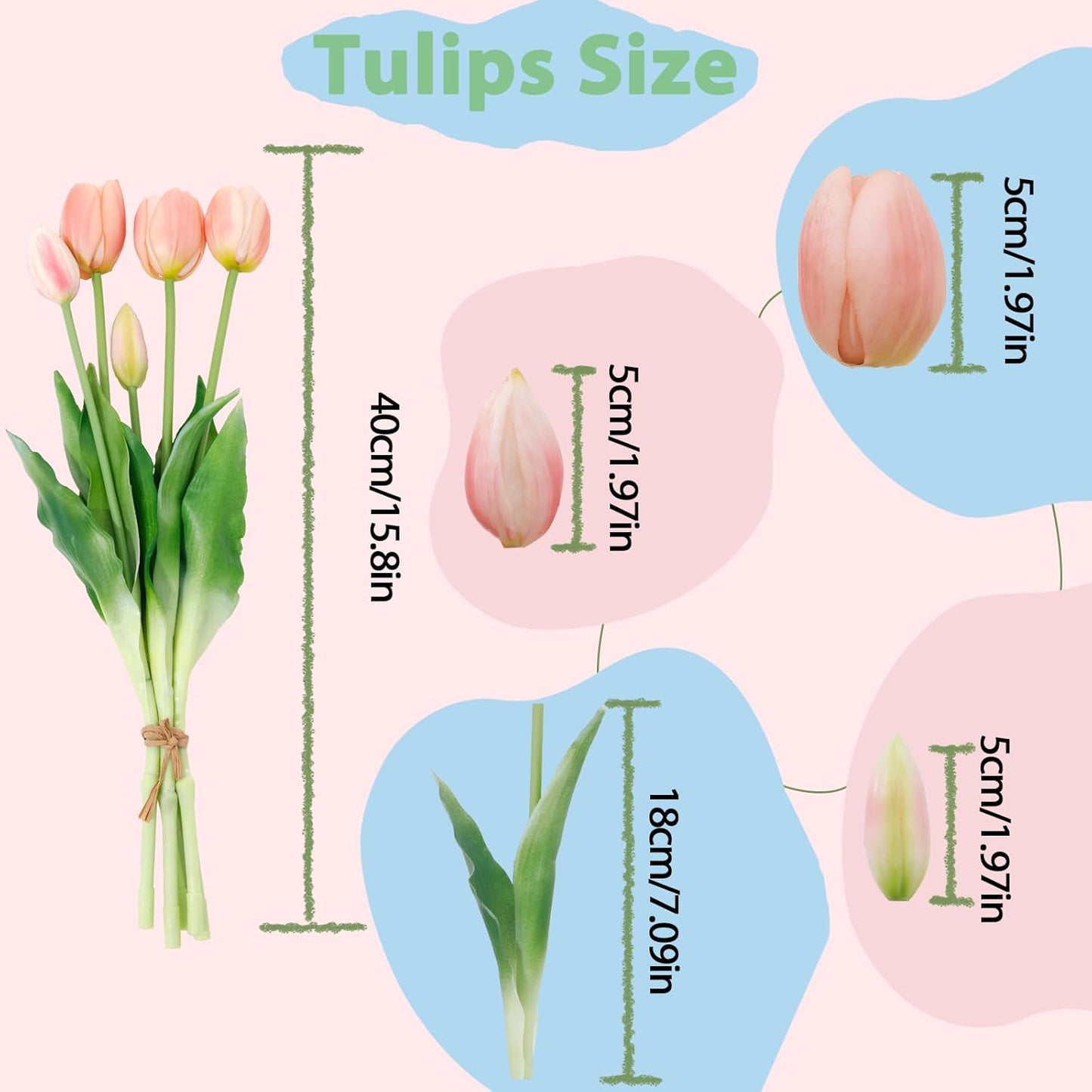 15 Pcs White Artificial Tulips Fake Flowers, Premium Latex Lifelike Texture, UV Resistant Waterproof Faux Tulip Bouquets with Snap-on Petals for Outdoor, Home, Wedding Decor