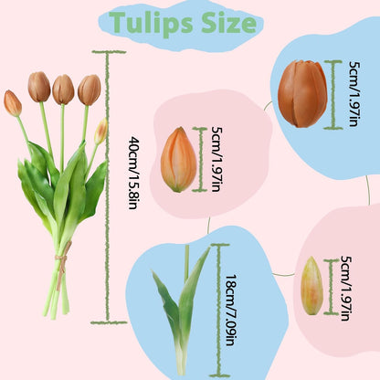 15 Pcs White Artificial Tulips Fake Flowers, Premium Latex Lifelike Texture, UV Resistant Waterproof Faux Tulip Bouquets with Snap-on Petals for Outdoor, Home, Wedding Decor