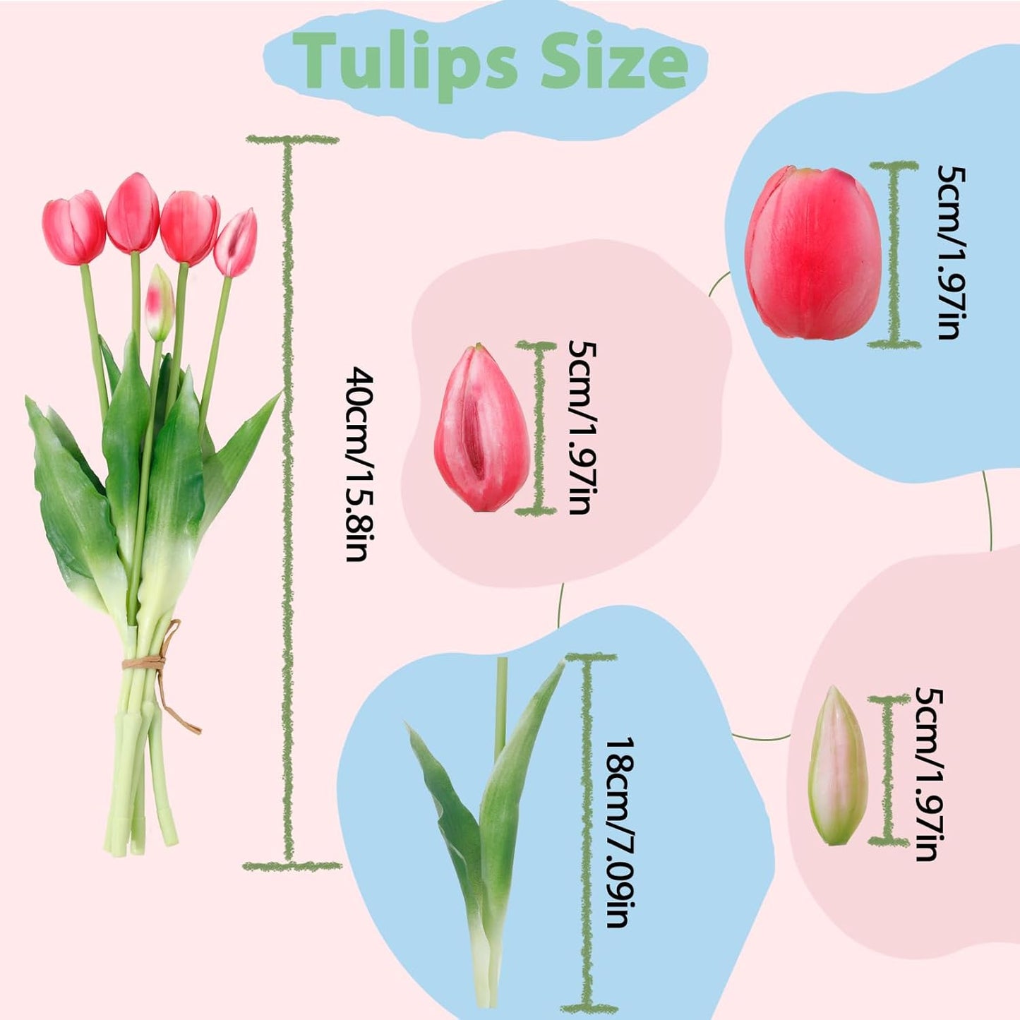 15 Pcs White Artificial Tulips Fake Flowers, Premium Latex Lifelike Texture, UV Resistant Waterproof Faux Tulip Bouquets with Snap-on Petals for Outdoor, Home, Wedding Decor
