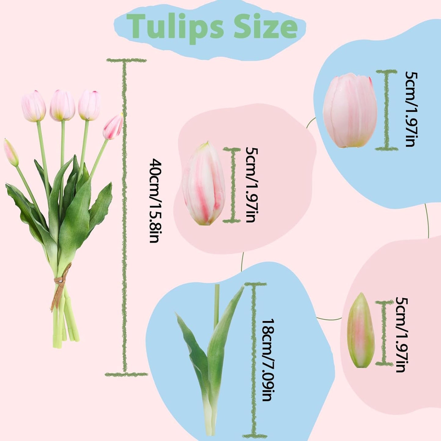 15 Pcs White Artificial Tulips Fake Flowers, Premium Latex Lifelike Texture, UV Resistant Waterproof Faux Tulip Bouquets with Snap-on Petals for Outdoor, Home, Wedding Decor