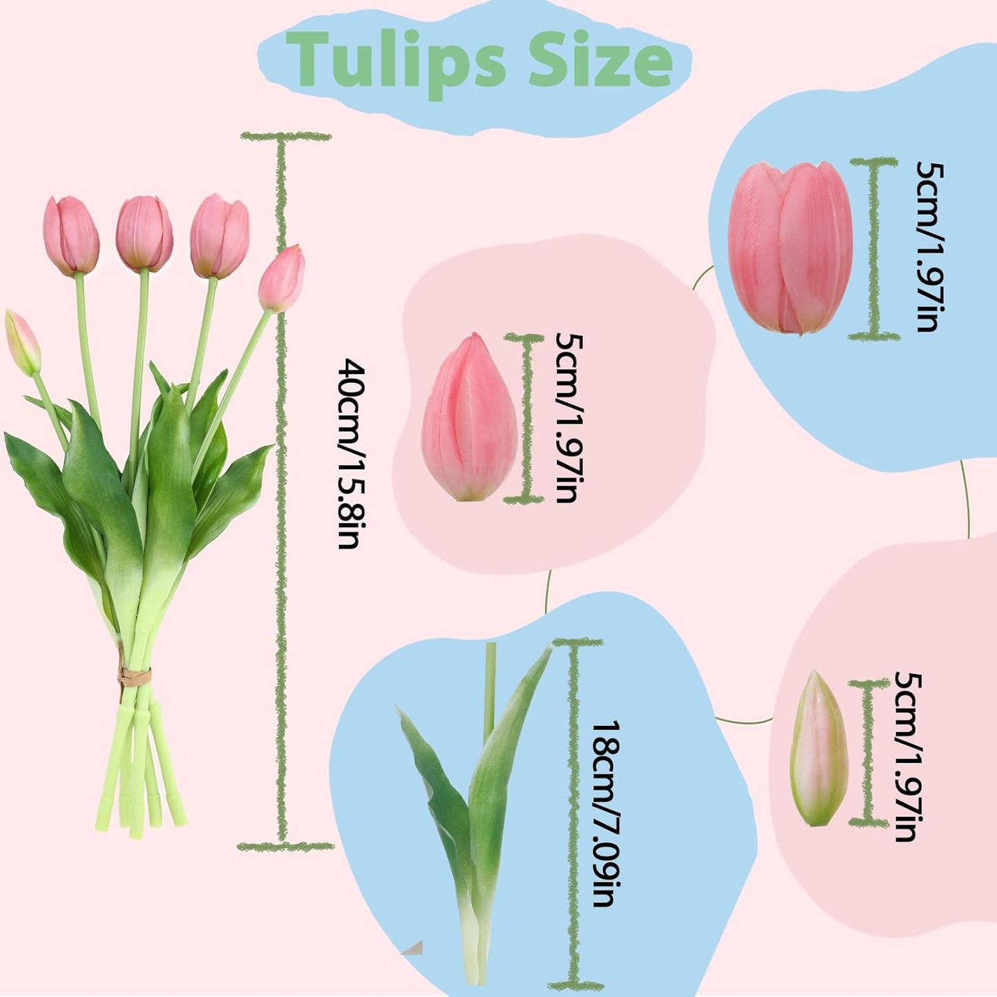 15 Pcs White Artificial Tulips Fake Flowers, Premium Latex Lifelike Texture, UV Resistant Waterproof Faux Tulip Bouquets with Snap-on Petals for Outdoor, Home, Wedding Decor