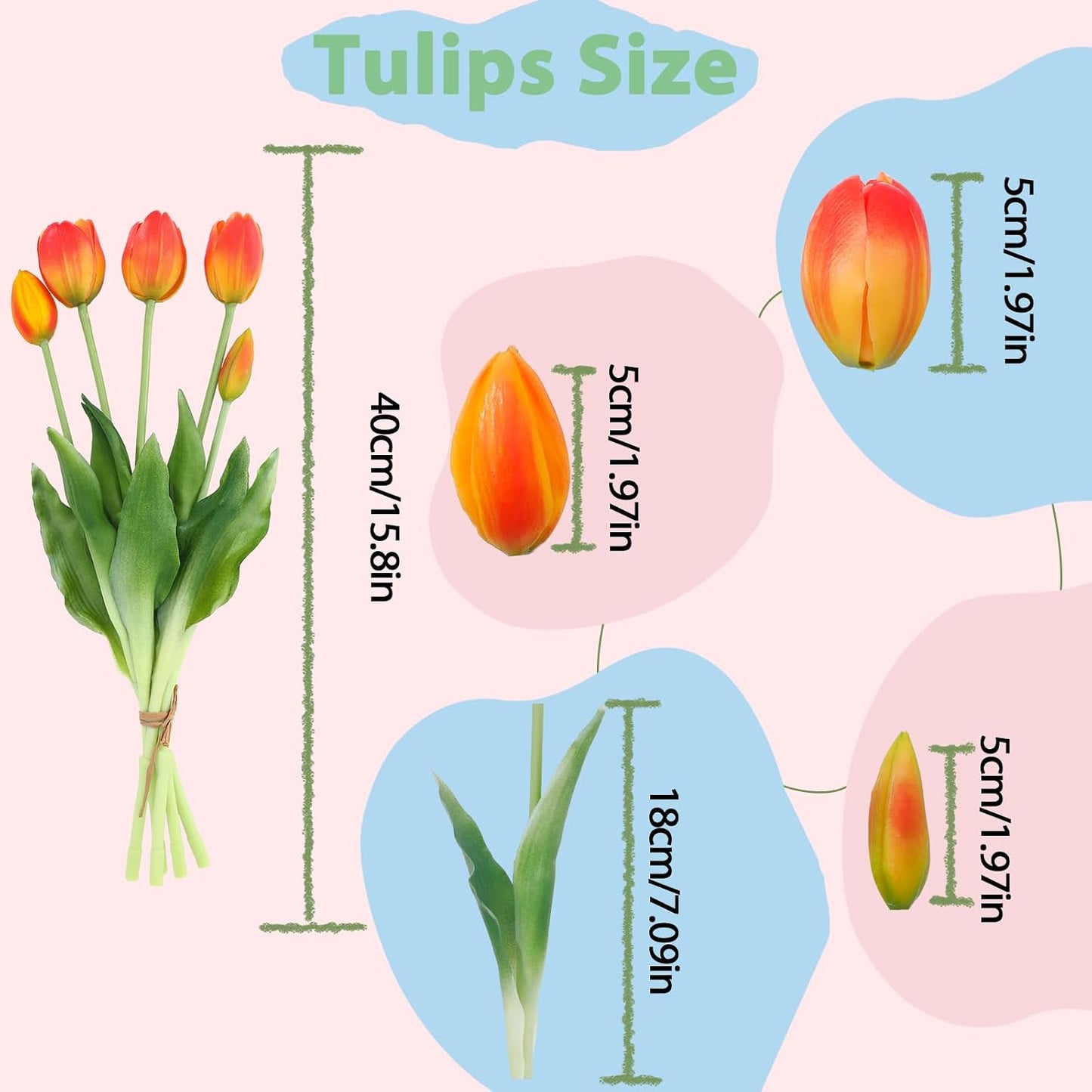 15 Pcs White Artificial Tulips Fake Flowers, Premium Latex Lifelike Texture, UV Resistant Waterproof Faux Tulip Bouquets with Snap-on Petals for Outdoor, Home, Wedding Decor
