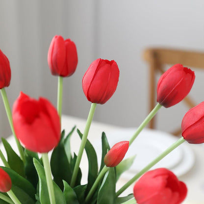 15 Pcs White Artificial Tulips Fake Flowers, Premium Latex Lifelike Texture, UV Resistant Waterproof Faux Tulip Bouquets with Snap-on Petals for Outdoor, Home, Wedding Decor